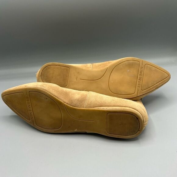 Nine West Tan Shearluko Lace Up Suede Flats - Picture 5 of 6